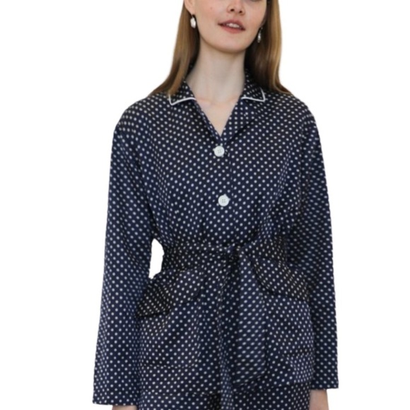 Raquel Allegra Relaxed Blazer in Navy Polka Dot - Picture 7 of 9